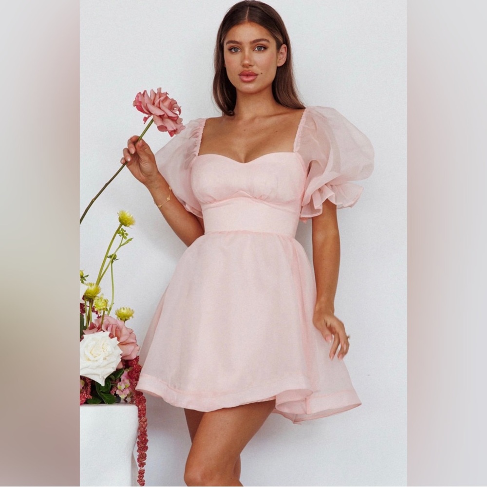 Selfie Leslie - I’ve Got Sunshine Puff Sleeve Mini Dress Blush